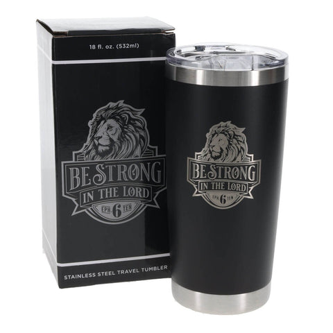 Be Strong in the Lord Black Stainless Steel Mug - Ephesians 6:10