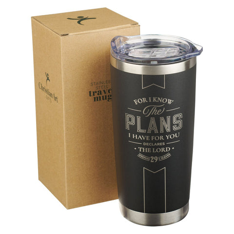 The Plans Black Stainless Steel Travel Tumbler - Jeremiah 29:11