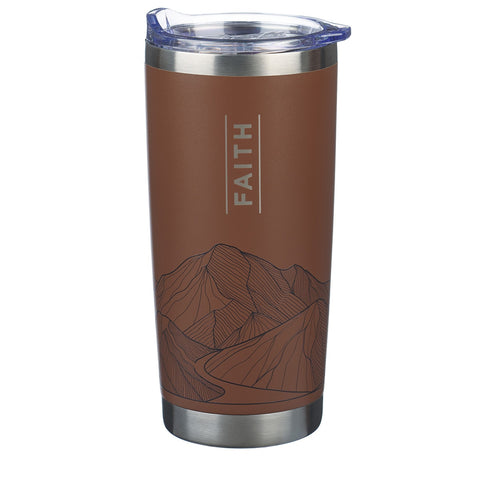 Faith Brown Stainless Steel Travel Tumbler - Matthew 17:20