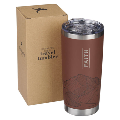 Faith Brown Stainless Steel Travel Tumbler - Matthew 17:20