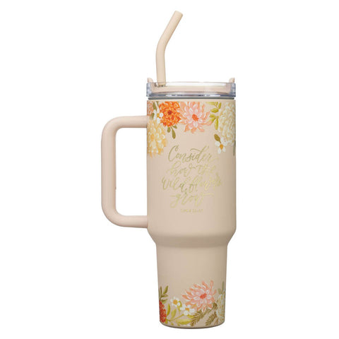 Consider the Wildflowers 40 oz Peach Stainless Steel Tumbler with Reusable Straw