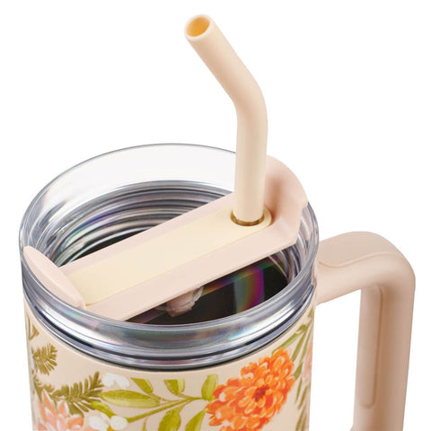 Consider the Wildflowers 40 oz Peach Stainless Steel Tumbler with Reusable Straw