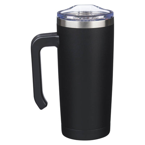 Strong and Courageous Black Stainless Steel Travel Mug with Handle Joshua 1:9