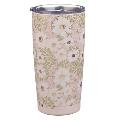 Bless and Keep You Blush Bloom Stainless Steel Travel Tumbler - Numbers 6:24