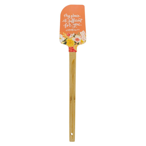 My Grace is Sufficient for You Orange Floral Silicone Spatula – 2 Corinthians 12:9