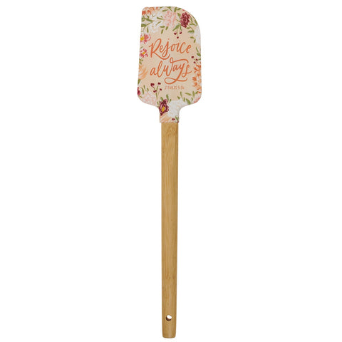 Rejoice Always Peach Floral Silicone Spatula – 1 Thessalonians 5:16