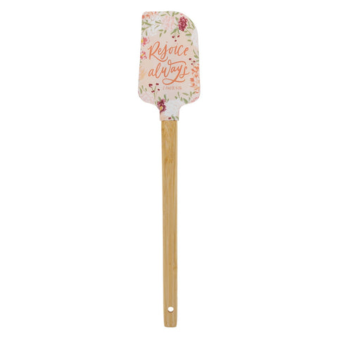 Rejoice Always Peach Floral Silicone Spatula – 1 Thessalonians 5:16