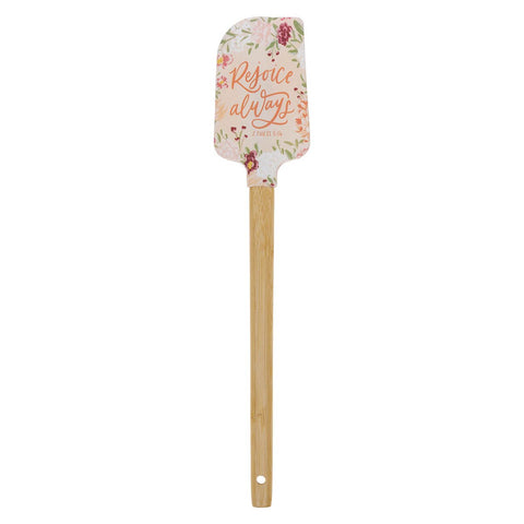 Rejoice Always Peach Floral Silicone Spatula – 1 Thessalonians 5:16