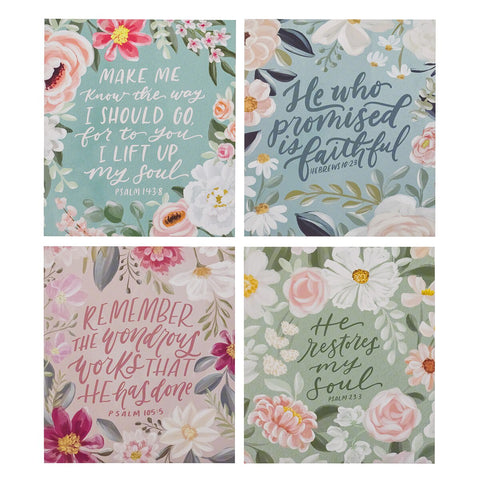 Blossoms of Faith Desktop Scripture Cards with Gold Metal Stand