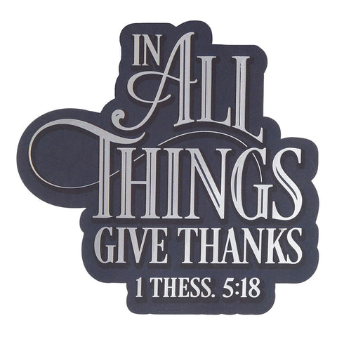 Give Thanks Navy Vinyl Sticker - Thessalonians 5:18