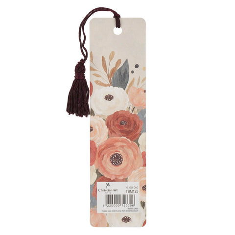 Be Joyful Floral Bookmark with Tassel - Romans 12:12
