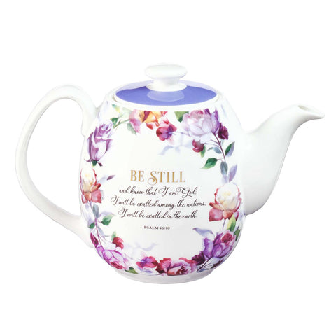 Be Still and Know Teapot in Purple - Psalm 46:10