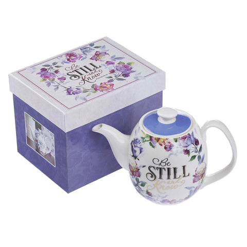 Be Still and Know Teapot in Purple - Psalm 46:10