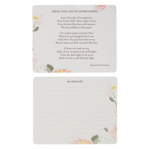 He Restores My Soul Green Floral Garden Prayer Cards in a Tin - Psalm 23:3