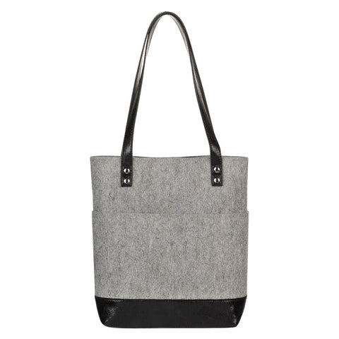 The Plans Heather Gray Felt and Black Faux Leather Fashion Bible Tote Bag - Jeremiah 29:11
