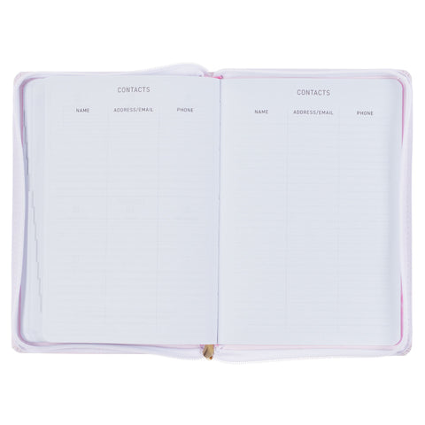Trust in the Lord Blush Pink Faux Leather 2025 Executive Planner with Zipper Closure - Proverbs 3:5
