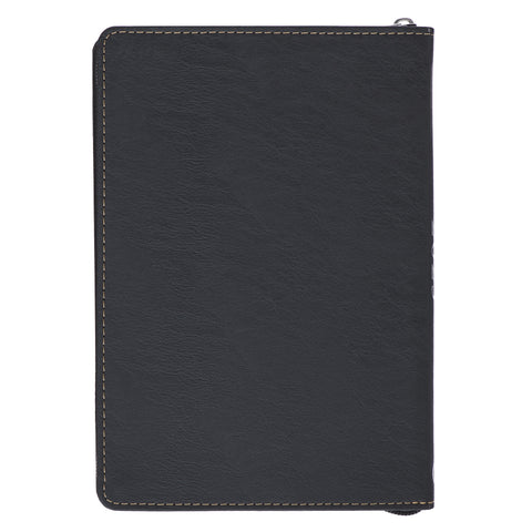 Know the Plans 2025 Black Faux Leather Executive Planner with Zipper Closure - Jeremiah 29:11