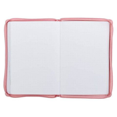 2027 Walk by Faith Pink Faux Leather Executive Planner with Zipper Closure - 2 Corinthians 5:7