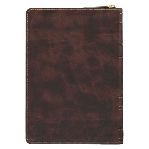 2027 A Man's Heart Smoked Walnut Faux Leather Executive Planner with Zipper Closure - Proverbs 16:9