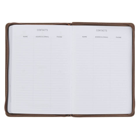 2027 I Can Do All This Truffle Brown Faux Leather Executive Planner with Zipper Closure - Philippians 4:13