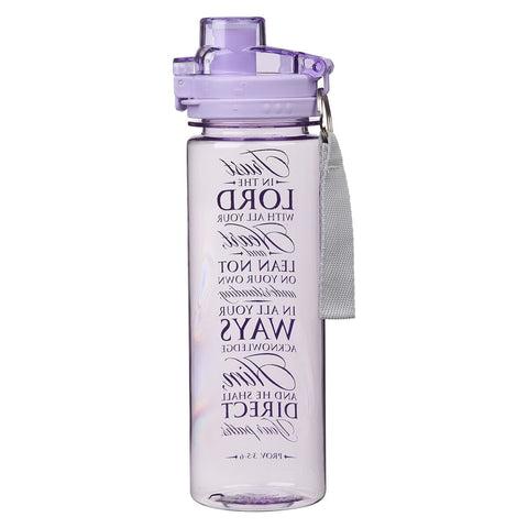 Trust in the Lord Purple BPA-free Plastic Water Bottle - Proverbs 3:5-6