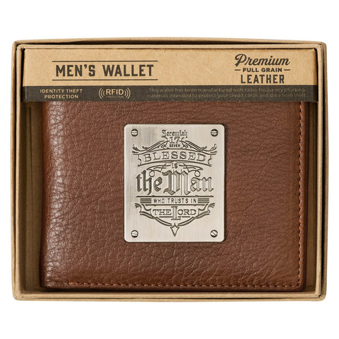 Blessed Is The Man Timber Spice Brown Genuine Leather Wallet - Jeremiah 17:7
