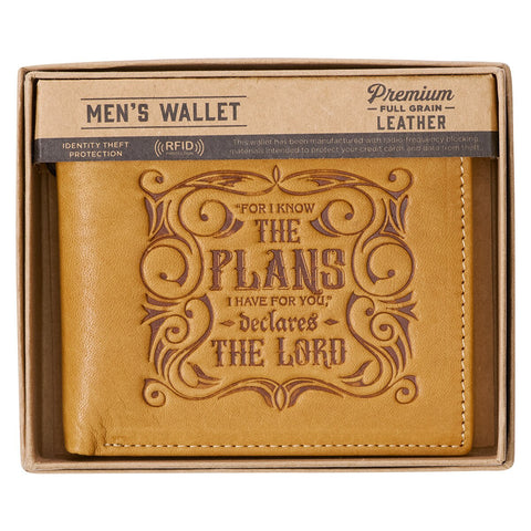 I Know The Plans Camel Tan Genuine Leather Wallet - Jeremiah 29:11