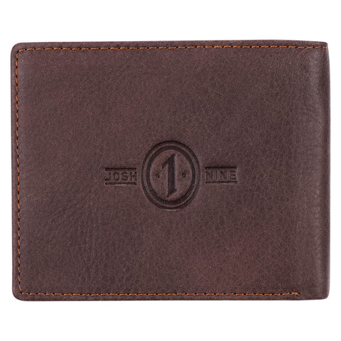 The World's Best Dad Brown Genuine Leather Wallet - Joshua 1:9
