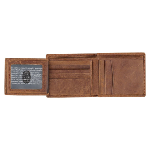 Men's Timber Spice Brown Full Grain Cowhide Leather Bifold Rhino Armor™ Wallet