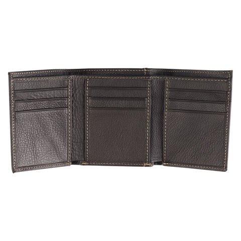 Best Dad Brown and Tan Genuine Leather Trifold Wallet