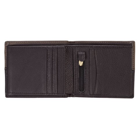 Strong and Courageous Black and Brown Full Grain Leather Wallet with Metal Badge - Joshua 1:9
