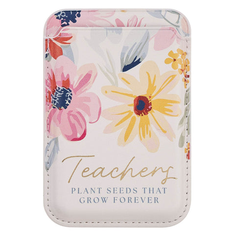 Teachers Plant Seeds White Floral Faux Leather Phone Wallet