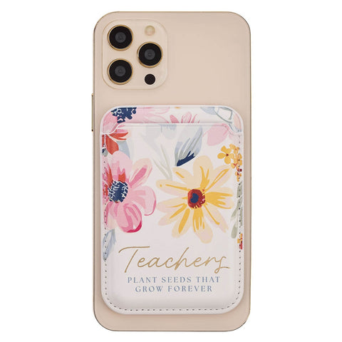 Teachers Plant Seeds White Floral Faux Leather Phone Wallet