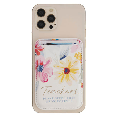 Teachers Plant Seeds White Floral Faux Leather Phone Wallet